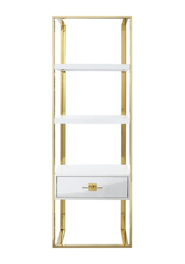 Rihanna Gold Metal Beyaz Kitaplık & Raf