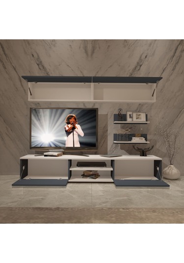 Decoraktiv Eko 5 Mdf Dvd Tv Ünitesi Tv Sehpası Beyaz - Antrasit