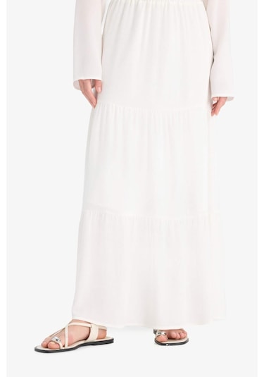 DeFacto Yüksek Bel Pamuk Astarlı Krinkıl Viskon Maxi Etek D5033AX25SMWT32