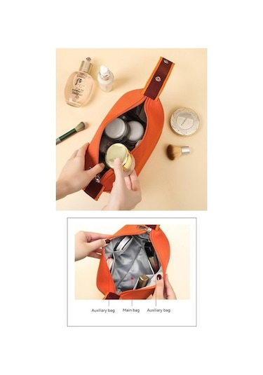 Büyük Kapasiteli Cilt Bakım Ürünü Saklama Çantası, Taşınabilir Gezi, Moda Seyahat Tuvalet Çantası - Pembe