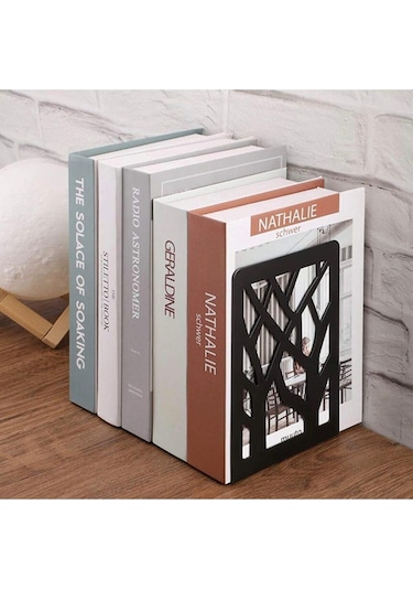 Ağaç Desenli Metal Kitap Desteği - Kitap Tutucu - Ev ve Ofis Deko