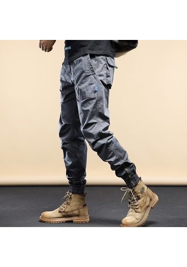 Sones Erkek Tulum Uzun Pantolon Rahat Bol Paça Kot Gri