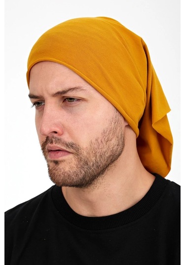Erkek 4 Fonksiyonlu Koruyucu Pamuklu, Esnek, Terletmez, Bandana, Boyunluk, Maske - Tek Ebat / Koyu Hardal Koyu Hardal