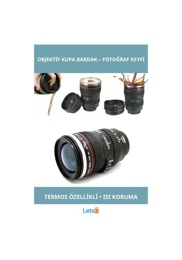 Şık Çelik Objektif Termos Kupa Bardak Çok Renkli