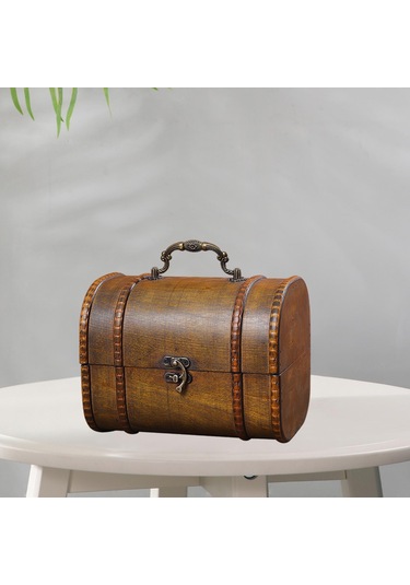 Homyl Biblo Kutusu Menteşeli Hazine Sandığı Süs Ahşap Kahverengi