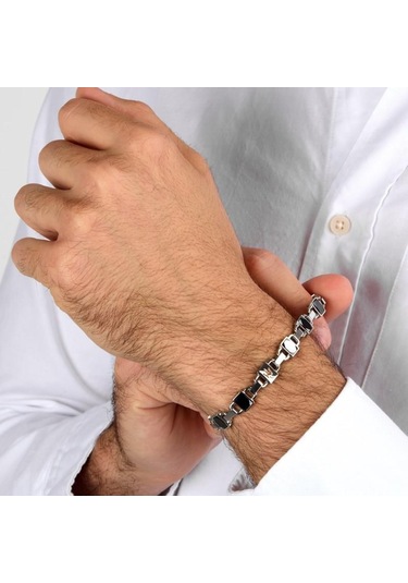 Maserati Jm424atz41 Erkek Bileklik Gümüş - Siyah