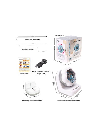 Otomatik Dönen Boncuklayıcı, Elektrikli Boncuk Makinesi, Diy Tarzı Yapım İçin Mavi Boncuklarla Dönen Kase 0.5