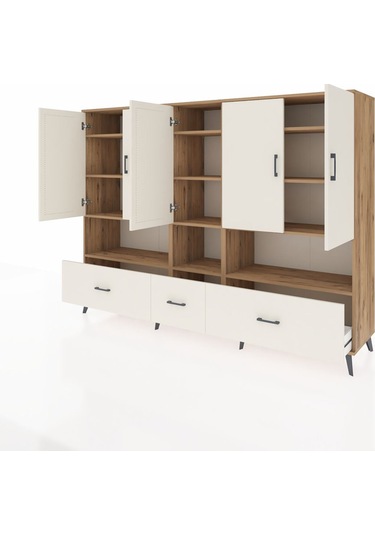 Hyperion Dolap 12 Raflı 3 Çekmeceli 5 Kapaklı 220x44x163 Çam-ayta Çam-aytaşı