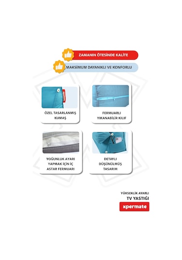 Xpermate Yükseklik Ayarlı Tv Yastığı Bel Destek Yastığı Mavi