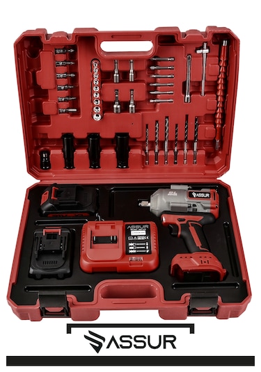 Assur ASR243 21V Çift Akü 1100NM Somun Sıkma Sökme Kırmızı