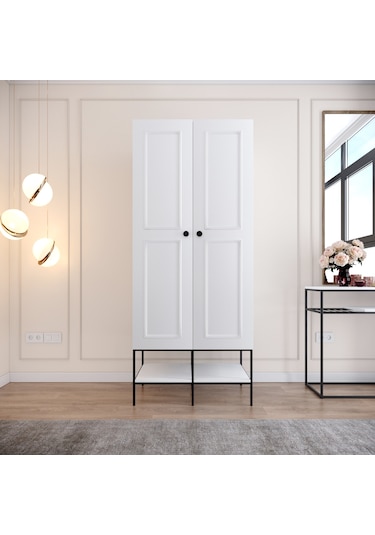Pasific Home Martin 2 Kapaklı Gardırop Elbise Dolabı Parlak Beyaz