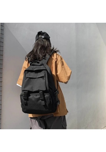 Myinkai Siyah Öğrenciler Sırt Çantaları Büyük Kapasiteli Seyahat Siyah