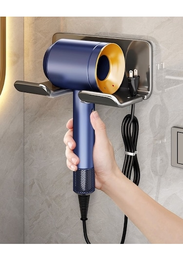 Lichen Saç Kurutma Makinesi Rafı, Punch Yok, Banyo Saç Kurutma Siyah