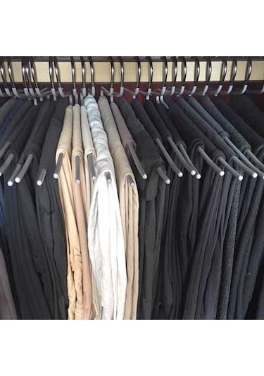 Cbtx 10 Adet 29 Cm Z Şekilli Pantolon Askısı Kaz Elbise Kaymaz Depolama Rafları Ters-siyah Siyah