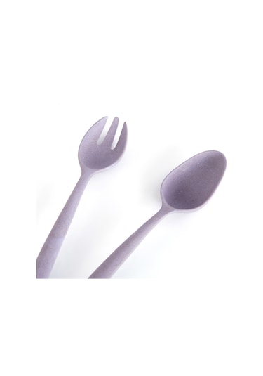 Sıa Salata Kaşık Çatal Seti Bambu Çevreci Model Mor