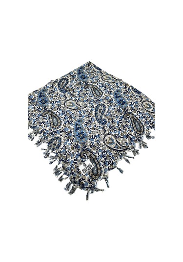 Shawl Secret Sökme Boncuklu Pamuk Yazma - 05868 Vizon-mavi