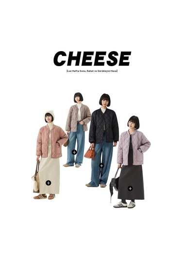 Kadınlar İçin Kışlık Nervürlü Yakalı Polar Astarlı Pamuklu Mont Mor