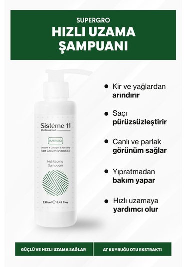 Sisteme 11 Hızlı Uzama Şampuanı 250 Ml Geç Uzayan