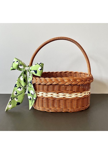 Xiyyadms Ins Stil Portatif Plastik Sünger Sepet, Bebek Piknik & Hediye Ambalajı, Yeşil Pamuk Atkı İle, Küçük Boy 27x18x14 Cm , Sağlam Depolama Ve Şık Tasarım