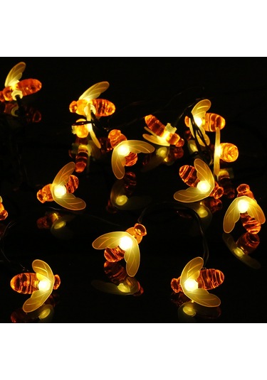 Dofolink Solar Arı Desenli Led Işık Zinciri 30 Led 6.3m 8 Işık Modu Ip44 Su Geçirmez Bahçe Dekorasyonu Turuncu