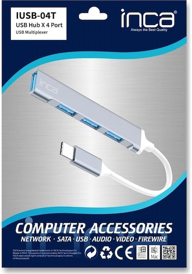 Inca Type-c Girişli 4port Usb Çoklayıcı Hub - Iusb-04t