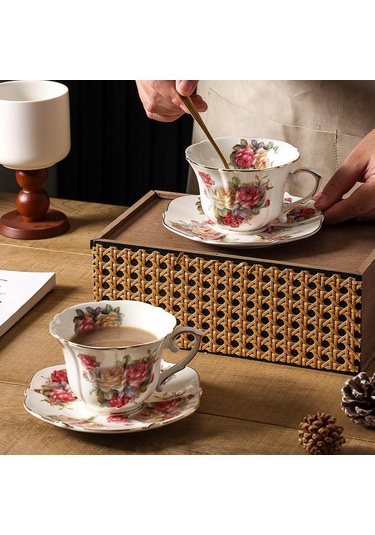 Suntek Kadınlar İçin Seramik Kahve Kupası 200 Ml Çiçek Çok Renkli