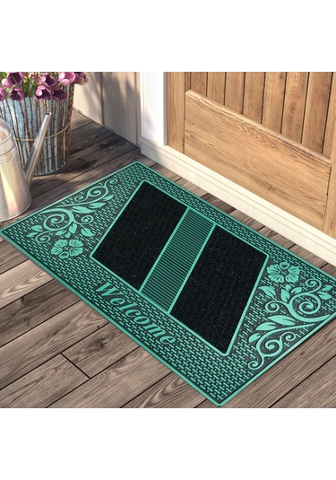 Welcome Yazılı Toz Tutma Özellikli Kauçuk Kapı Önü Paspası (507926376)