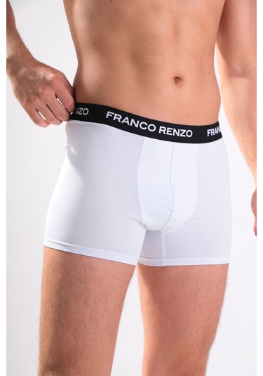 Franco Renzo Erkek 6'lı Lüx Kutulu Pamuklu Ve Likralı Boxer Beyaz