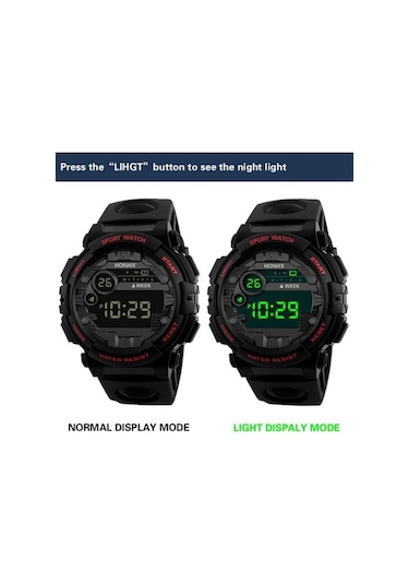 Yingfu Basit Spor Saati Su Geçirmez Kol Saatleri Yüksek Kaliteli Çok Fonksiyonlu Erkek Saat Siyah Siyah