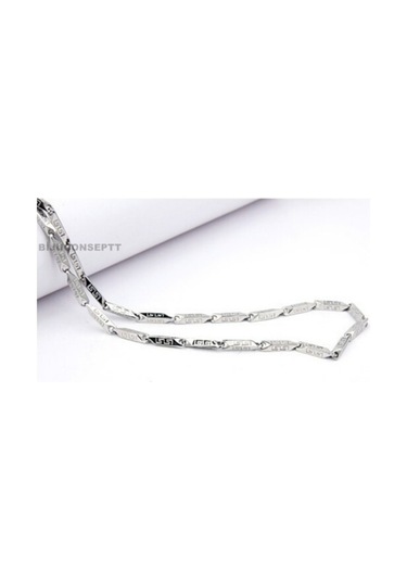 Erkek Çelik Zincir Dıesek Greek Desenli 3 Ml Kolye Gümüş Renk (185790746) Beyaz