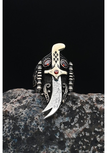 Prestij Gümüş Özel Tasarım Baş Parmak Zihgir Zülfikar Hz. Ali'nin Kılıcı 901551 Gümüş