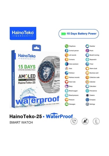 Haino Teko Teko25 Amoled Ekran Waterproof Akıllı Saat + 3 Kordon (İthalatçı Garantili)