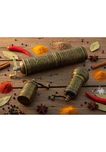 Ludıa Zamak Metal Antik Renk 3 Lü Set Karabiber,kahve,çörek Otu El Değirmeni Öğütücü Grinder S2 Koyu Yeşil