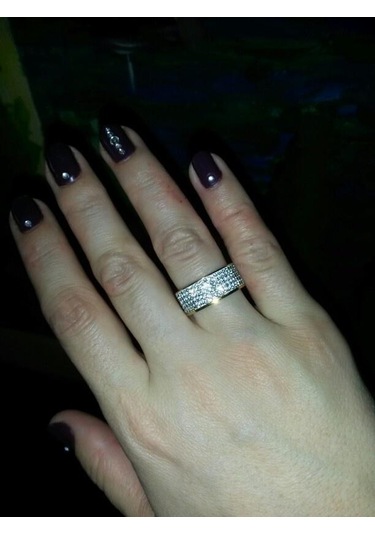 Moda Parıldayan Yüzük Paslanmaz Çelik Alyanslar Arı Gümüş