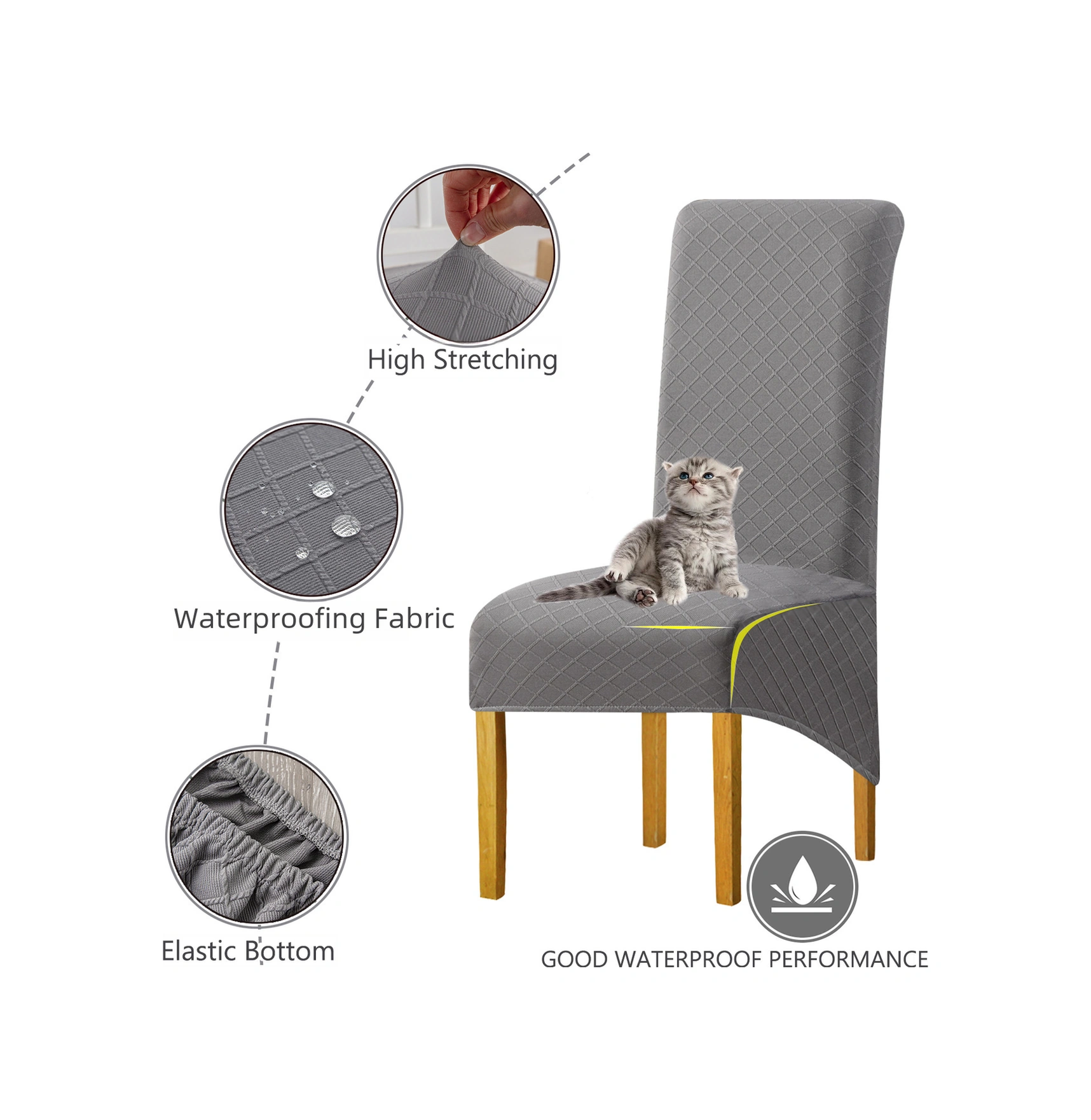 Monyee Kahverengi Dokulu Su Geçirmez Geniş Boyutlu Lastikli Sandalye Örtüsü - Otel Ve Banketler İçin Dayanıklı Koltuk Koruması DiğER