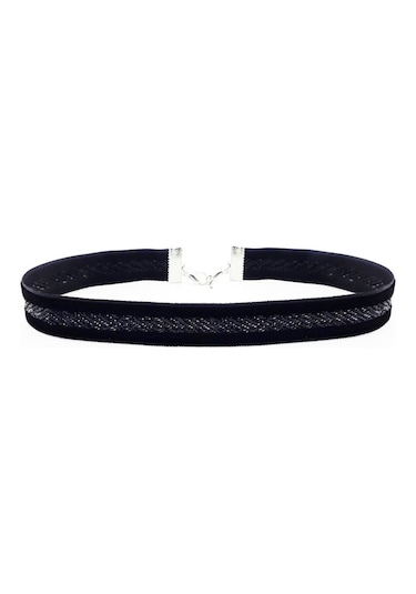 Simli Siyah Kadın Choker Renkli