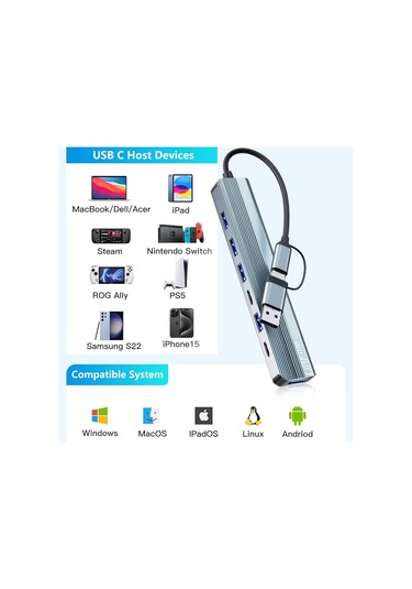 Obllemn Usb C Hub 3.0, 7'si 1 Arada Usb Hub 3.0 Multiport