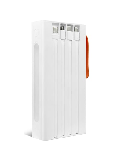 Powerway 30.000 Mah Pd 22.5w Dahili Kablolu Hızlı Şarj Gerçek 30.000 Mah Qc30s Beyaz Powerbank