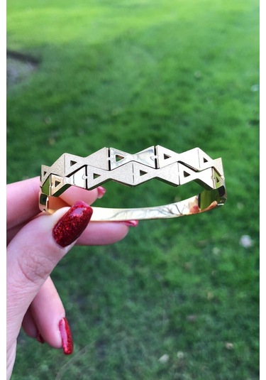 Pırıltılı Kelebek Desen Gold Çelik Kelepçe