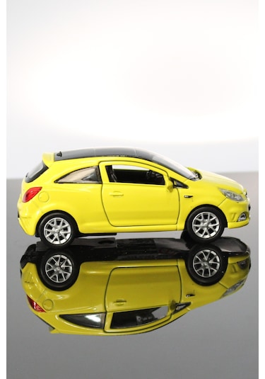 Toyaş Opel Corsa OPC Sarı Çek Bırak Metal Model Oyuncak Araba 11 cm