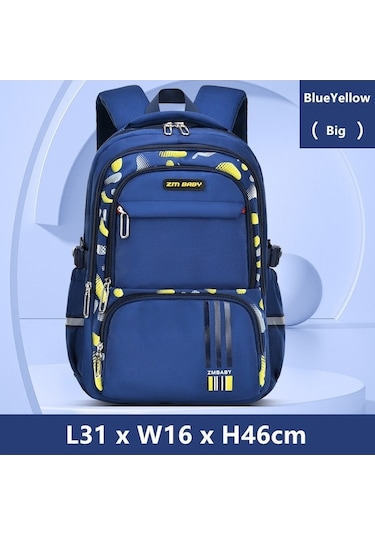 Aubyhe Erkek Çocuk Sırt Çantası 4-9 Yaş, Hafif Kullanıma Uygun, 46x31x16 Cm Büyük Boy, Mavi Sarı Rengi Mavi