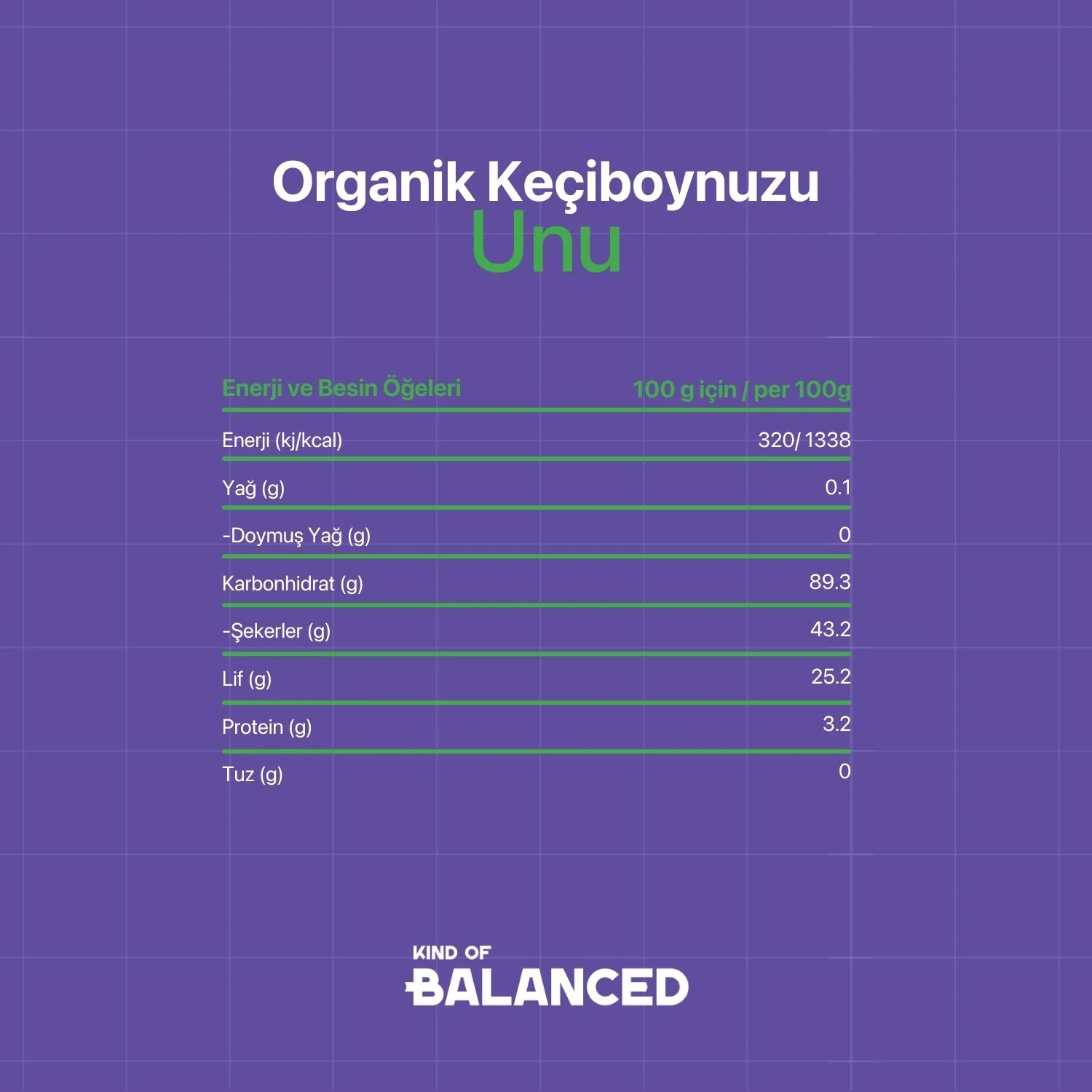Organik Keçiboynuzu Unu 250 Gr Organik Sertifikalı