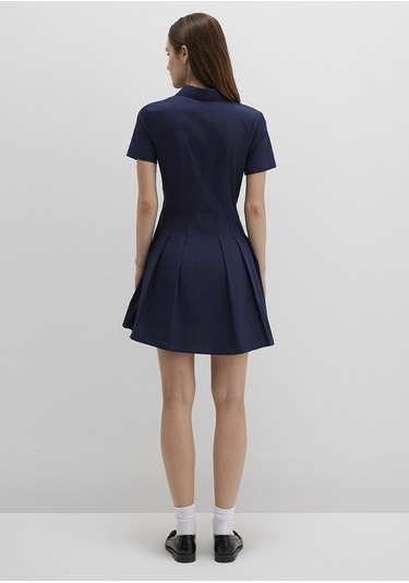 Mavi - Lacivert Pileli Mini Elbise 1310762-82318 Lacivert