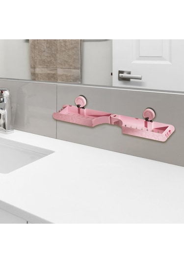 Suntek Banyo Rafı Matkapsız Zarif Düzenleyici Daire Tuvalet Yurt Pembe