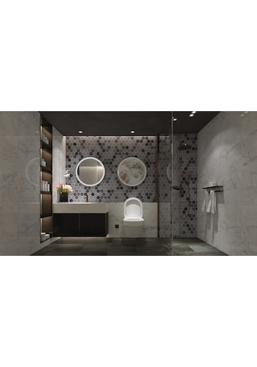 Tuqco Doğaltaş 2" Hexagon Muğla B. - Gümüş Honlu Mermer Mozai