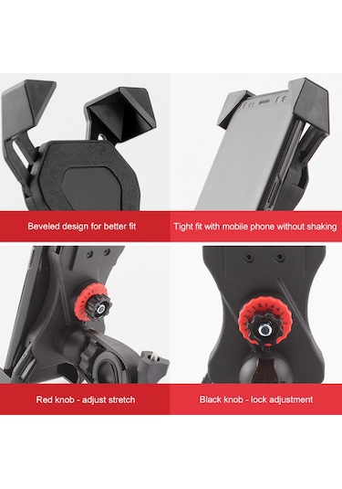 Dianziye Bisiklet, Motosiklet Ve Elektrikli Araçlar İçin Dayanıklı Abs Telefon Tutucu - 4 Tırnaklı Ekran Koruyucu, Navigasyon Ve Şarj Uyumlu Sürüş Seti Siyah