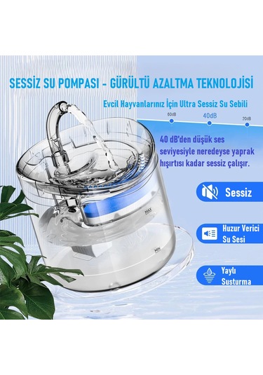 Venaliastore Otomatik Kedi Su Sebili Şelalesi Sessiz Filtreli 2 L