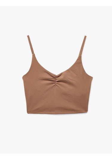 Koton Kolsuz U Yaka Büzgülü Sporcu Sütyeni Vizon 6wak30114nk 02x