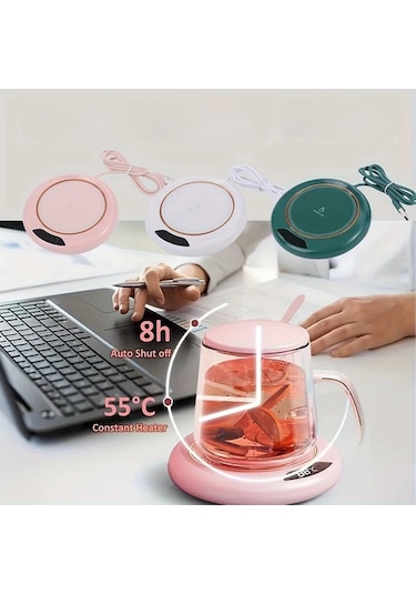 Willowhaven Yeşil Usb Güçlü 3 Seviye Isıtmalı Akıllı Bardak Altlığı 8 Saat Otomatik Kapama
