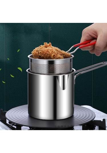 304 Paslanmaz Çelik Süt Tenceresi Mutfak İçin Yardımcı Gıda Pot Patates Kızartması F Tempura Fritöz Tava Süzgeçli Tencere 56435032